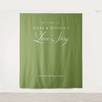 Classic Green Calligraphy Wedding Backdrops Banner