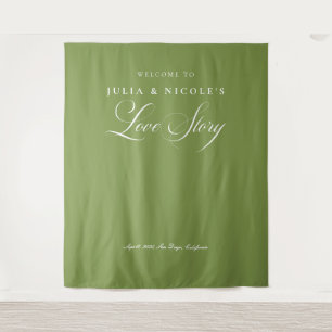 Classic Green Calligraphy Wedding Backdrops Banner Tapestry