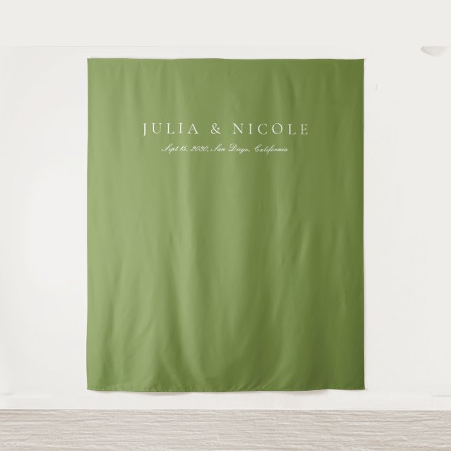 Classic Green Calligraphy Wedding Backdrops Banner Tapestry (Front)