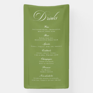 Classic Green Calligraphy Wedding Drinks Bar Menu Banner