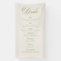 Classic Green Calligraphy Wedding Drinks Bar Menu