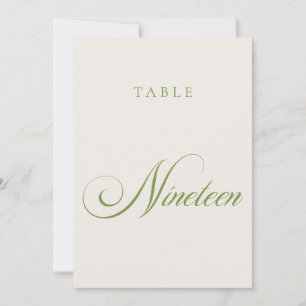 Classic Green Calligraphy Wedding Table Number