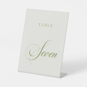 Classic Green Calligraphy Wedding Table Number Pedestal Sign