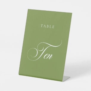 Classic Green Calligraphy Wedding Table Number Pedestal Sign
