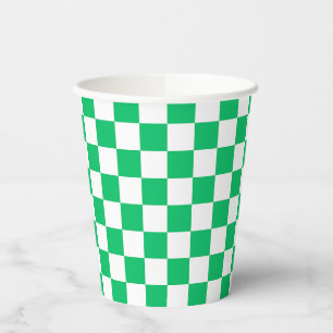 Classic green chequered  paper cups