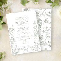 Classic Green Chinoiserie Victorian Floral Wedding