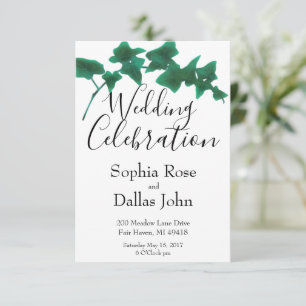Classic Green elegant English Ivy Wedding Invitation