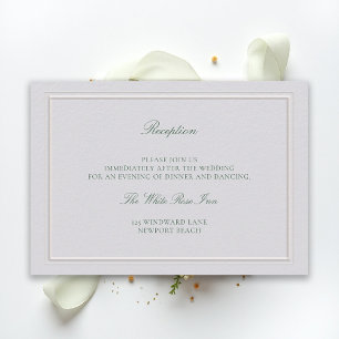 Classic Green Elegant Ivory Wedding Reception Enclosure Card