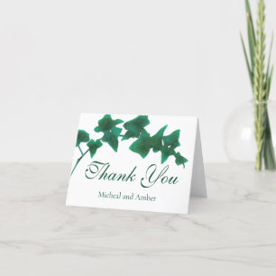 Classic Green English Ivy calligraphy script Thank You Card