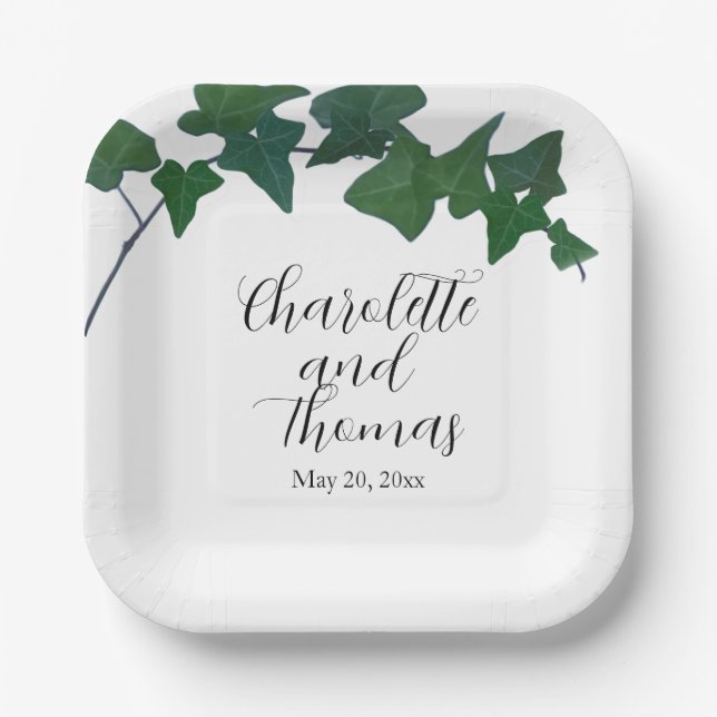 Classic Green English Ivy   Paper Plate (Front)