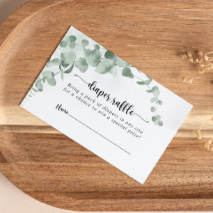 Classic Green Eucalyptus Diaper Raffle Ticket  Enclosure Card
