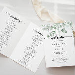 Classic Green Eucalyptus Foliage Folded Wedding  Programme<br><div class="desc">This classic green eucalyptus foliage folded wedding program is perfect for a rustic wedding. The design features beautiful watercolor green eucalyptus leaves.

Include a quote or short message,  order of service,  wedding party and thank you message.</div>