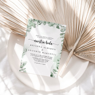 Classic Green Eucalyptus Foliage Nuestra Boda  Invitation