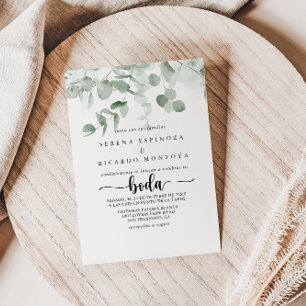 Classic Green Eucalyptus Foliage Spanish Wedding Invitation