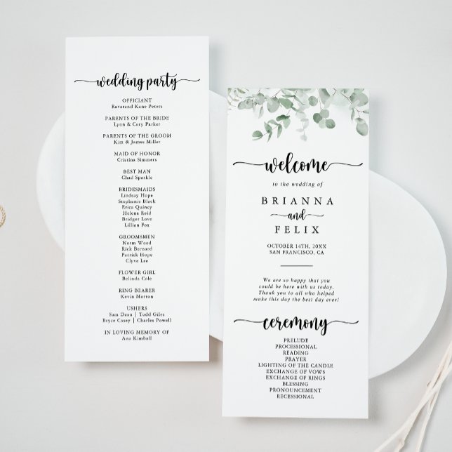 Classic Green Eucalyptus Foliage Wedding  Programme (Creator Uploaded)
