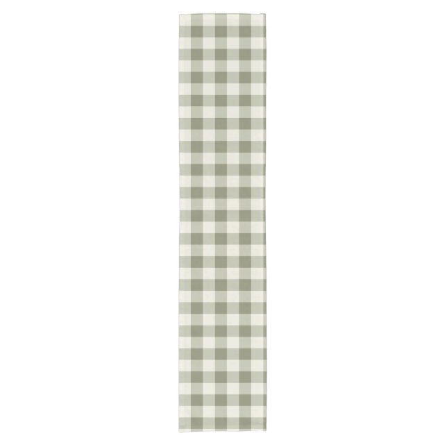 Classic Green Farmhouse Gingham Style Short Table Runner (Front)