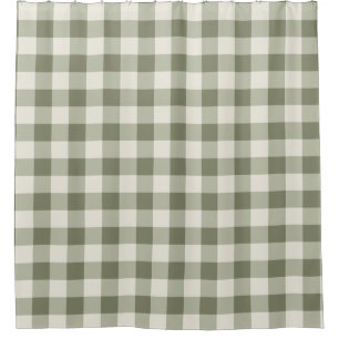 Classic Green Farmhouse Gingham Style Shower Curtain