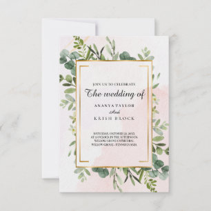 Classic Green Floral Wedding Invitation