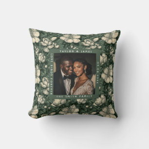 Classic Green Gardenias Aesthetic Wedding Cushion