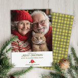Classic Green Gingham Poinsettia 1 Photo Christmas Holiday Card<br><div class="desc">This sweet classic design features your photo and greeting on the front and a hand drawn poinsettia and gingham check for that cosy,  traditional holiday feeling with a hint of whimsy.</div>