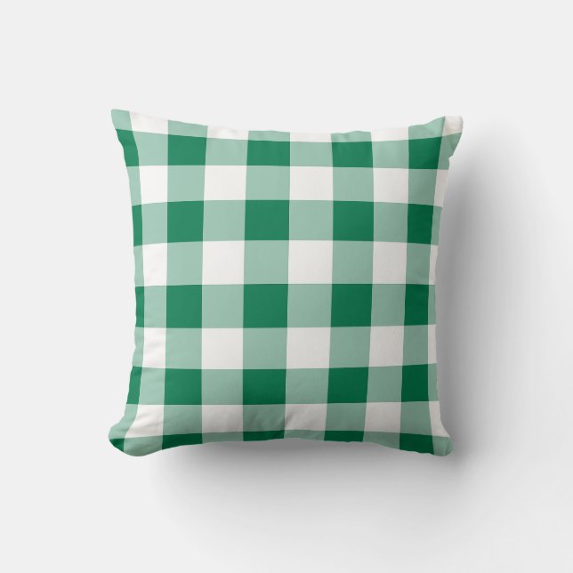 Classic Green Gingham Seamless Pattern Cushion (Front)