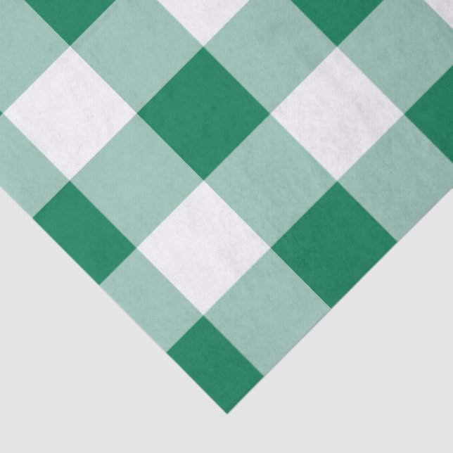 Classic Green Gingham Seamless Pattern Tissue Paper (Detail)