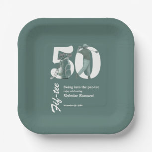 Classic Green Golf Bag Clubs 50th Birthday Paper Plate