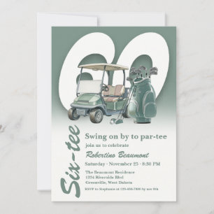 Classic Green Golf Bag Clubs 60th Birthday Invitation