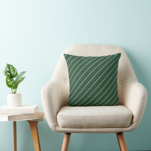 Classic Green Grey School Stripes Pattern Cushion
