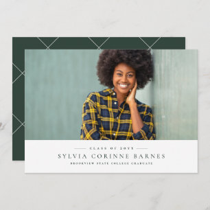 Classic green horizontal graduation announcement