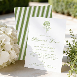 Classic Green Hydrangea Wedding Rehearsal Dinner Invitation