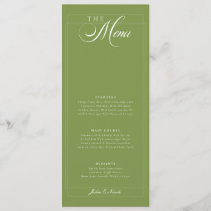 Classic Green Ivory Calligraphy Wedding Menu