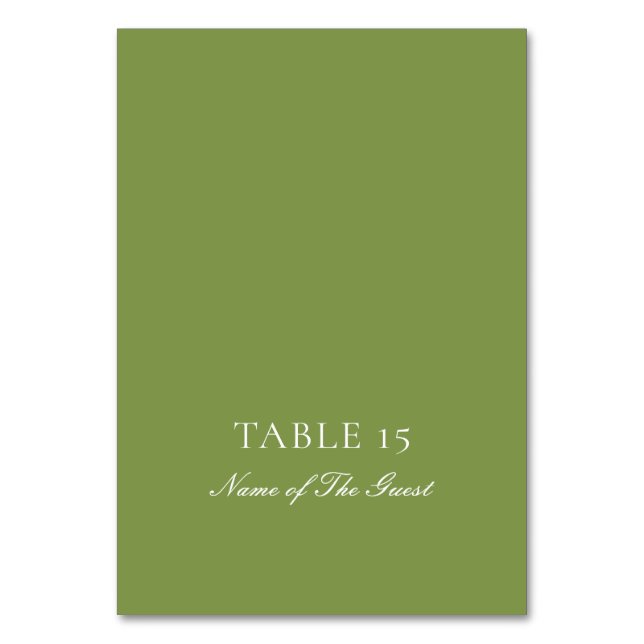 Classic Green Ivory Calligraphy Wedding Place Card (Front)