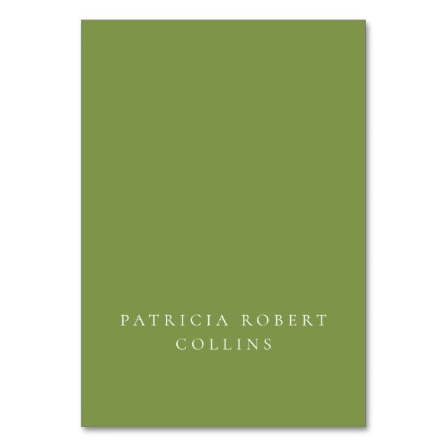 Classic Green Ivory Calligraphy Wedding Table Number (Front)