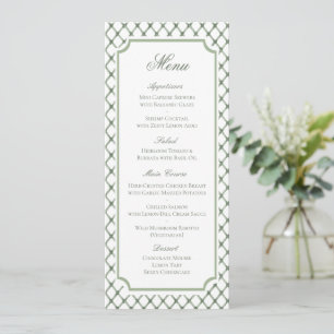 Classic Green Lattice Pattern Wedding Menu