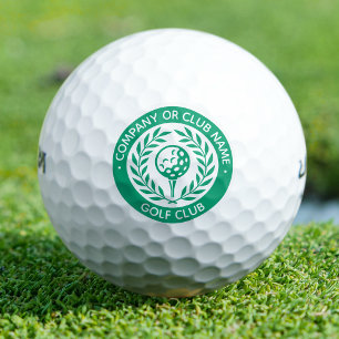 Classic Green Laurel Wreath Logo Custom Name Golf Balls