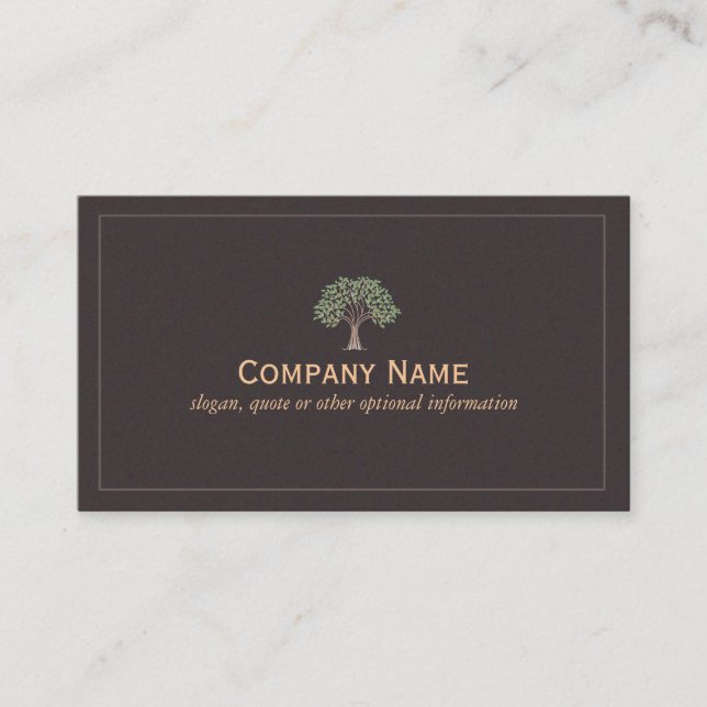 Classic Green Leaves Tree Business Card (Front)