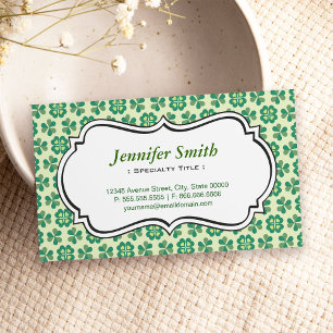 Classic Green Lucky Clover Simple Elegant Shamrock Business Card