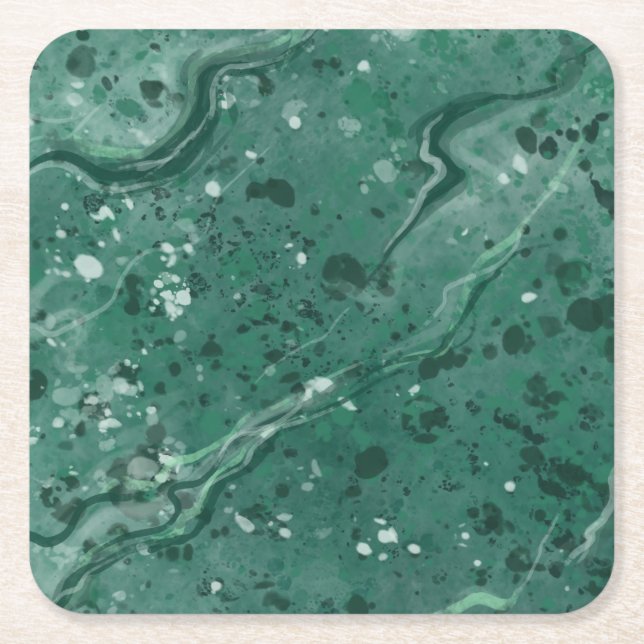 Classic Green Marble Drink Coasters (Front)