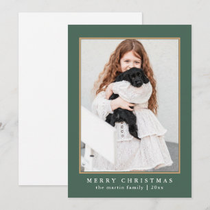 Classic Green Merry Christmas Photo Holiday Card