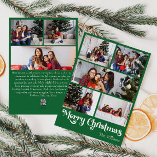 Classic Green Merry Christmas Vertical 8 Photo Holiday Card