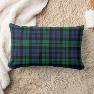 Classic Green Navy Black Watch Tartan Plaid Lumbar Cushion