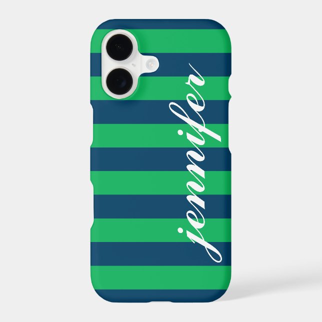 Classic Green Navy Striped Monogram (Back)