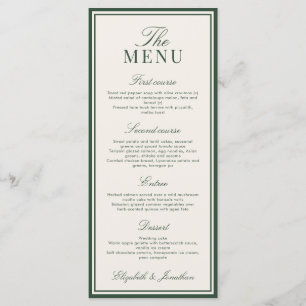 Classic Green Old Money Elegant Modern Wedding Menu