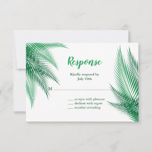 Classic Green Palm Leaves RSVP Card