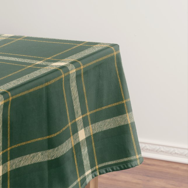 Classic Green Plaid Christmas Tablecloth (In Situ)