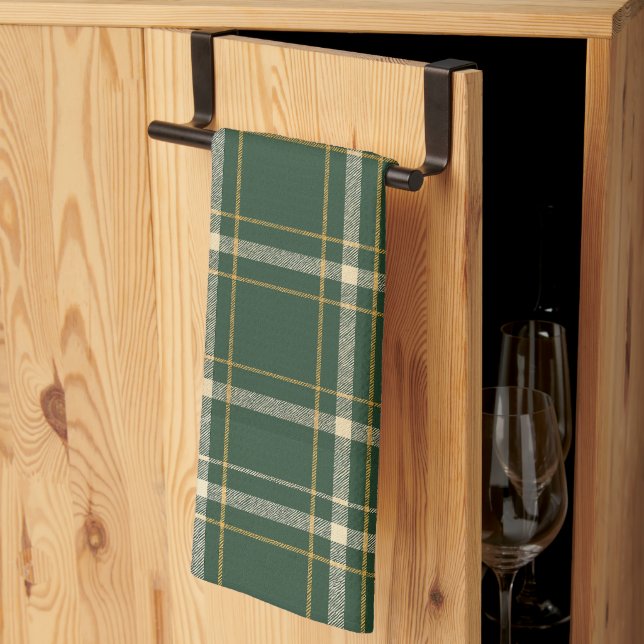 Classic Green Plaid Christmas Tea Towel (Thirds Fold)