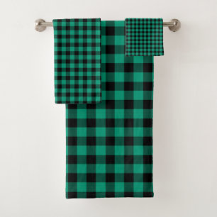 Classic Green Plaid Pattern Bath Towel Set