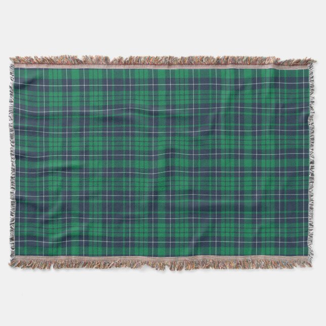Classic Green Plaid Tartan Pattern Throw Blanket (Front)