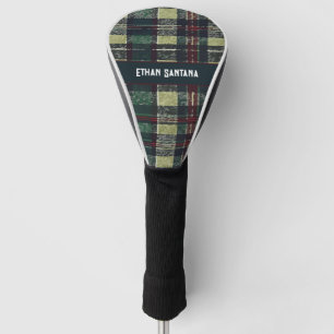 Classic Green Plaid with Red Accents Personalized  Golf Head Cover